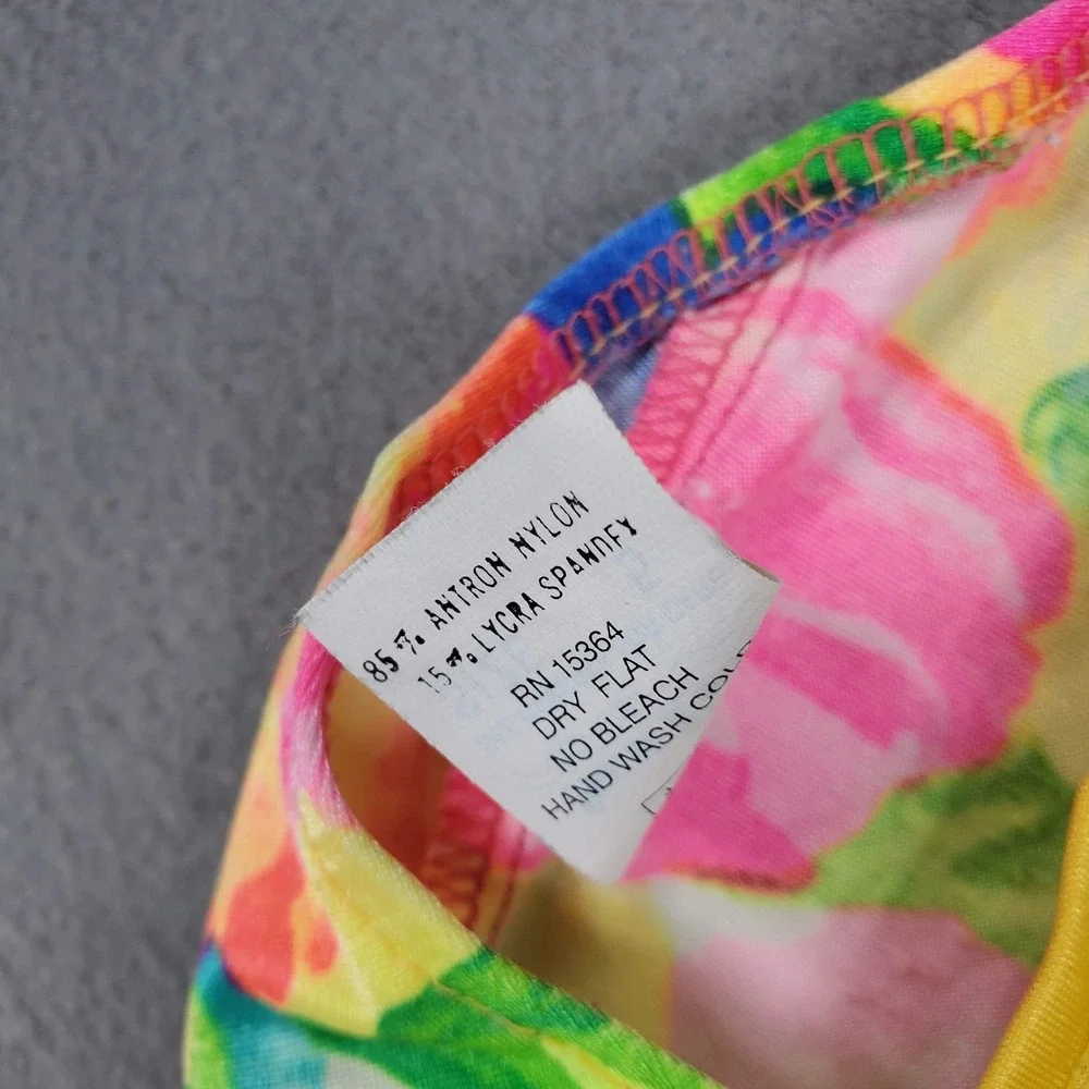 Sea Fair‎ One Piece Swimsuit Kids 5 Yellow Floral VTG Toddler USA Bow Cross Back